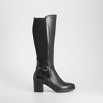 Bota alta tacón piel negra FOSCO