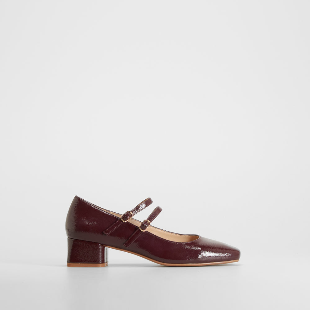 Zapato tacón ancho burdeos PICCOLA PIU