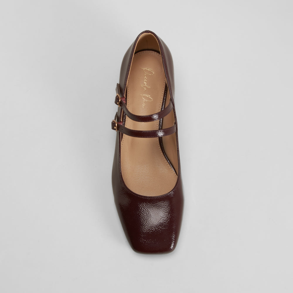 Zapato tacón ancho burdeos PICCOLA PIU