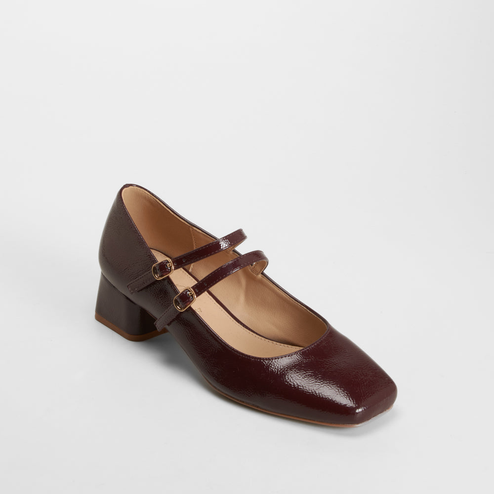 Zapato tacón ancho burdeos PICCOLA PIU