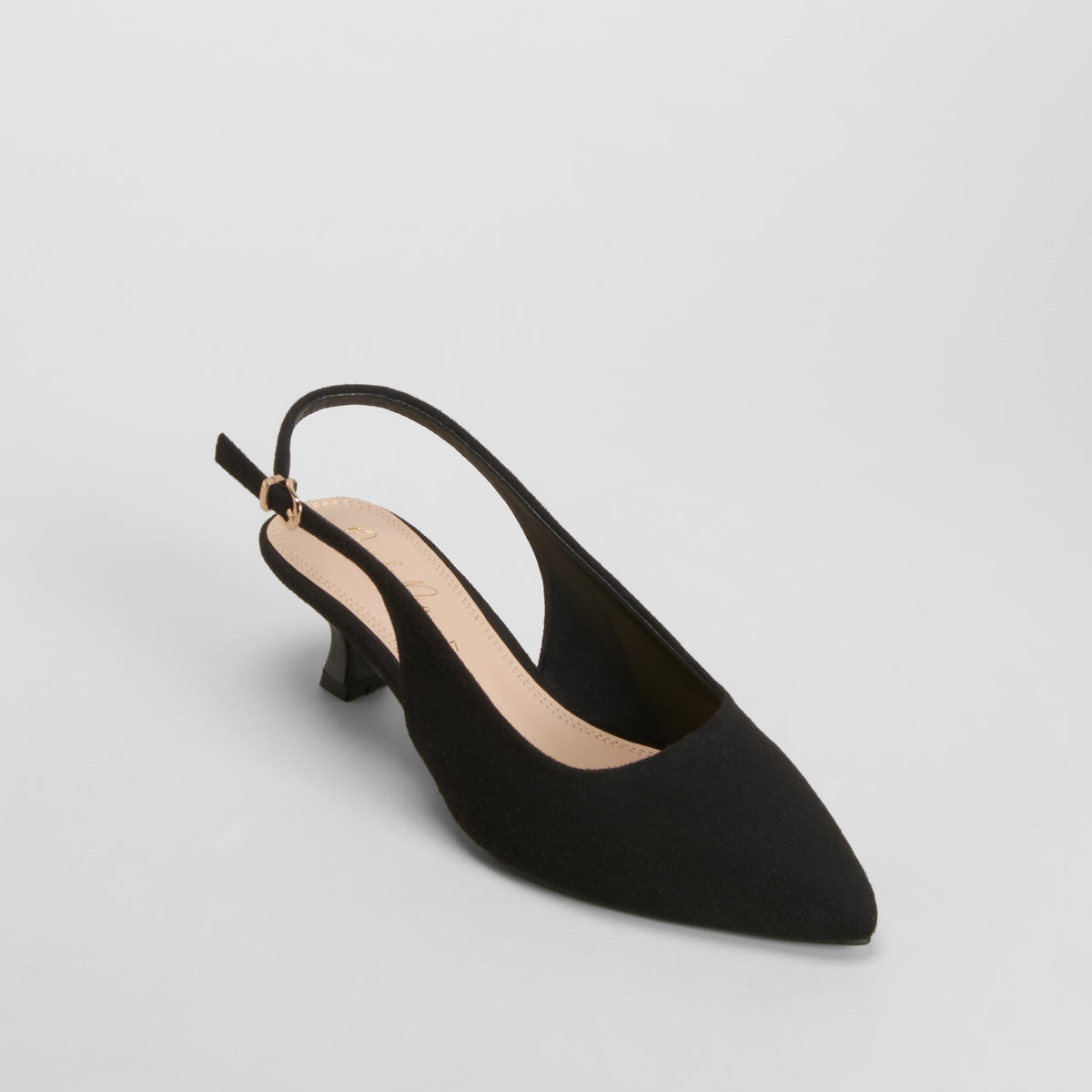 Zapato tacón destalonado salón negro PICCOLA PIU