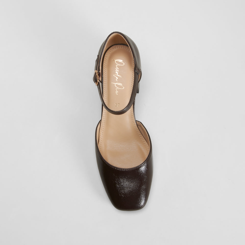 Zapato tacón cuadrado marrón elegante PICCOLA PIU