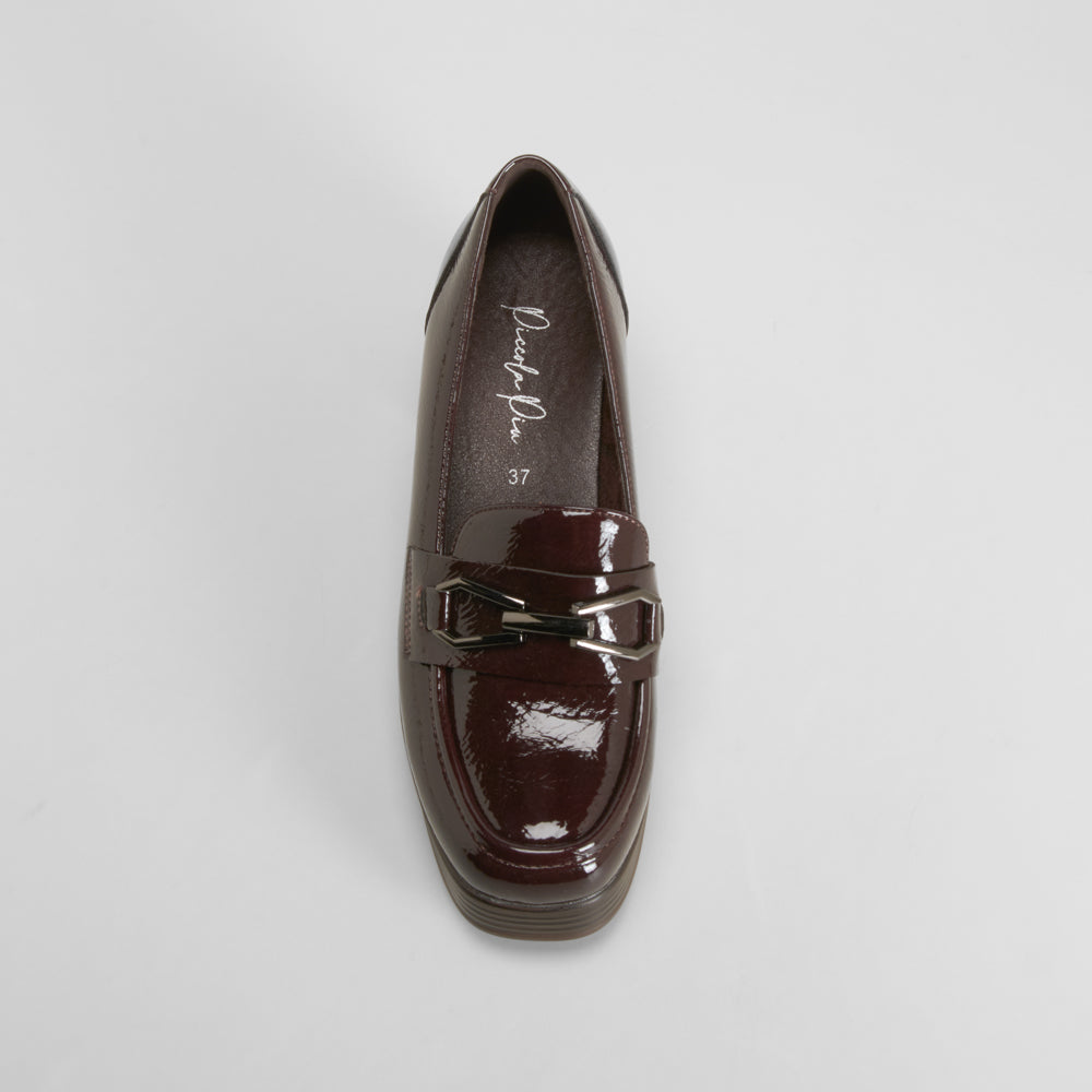 Zapato tacón ancho y plataforma rojo PICCOLA PIU
