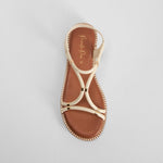 Sandalia plana elásticos beige PICCOLA PIU