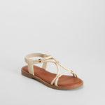 Sandalia plana elásticos beige PICCOLA PIU