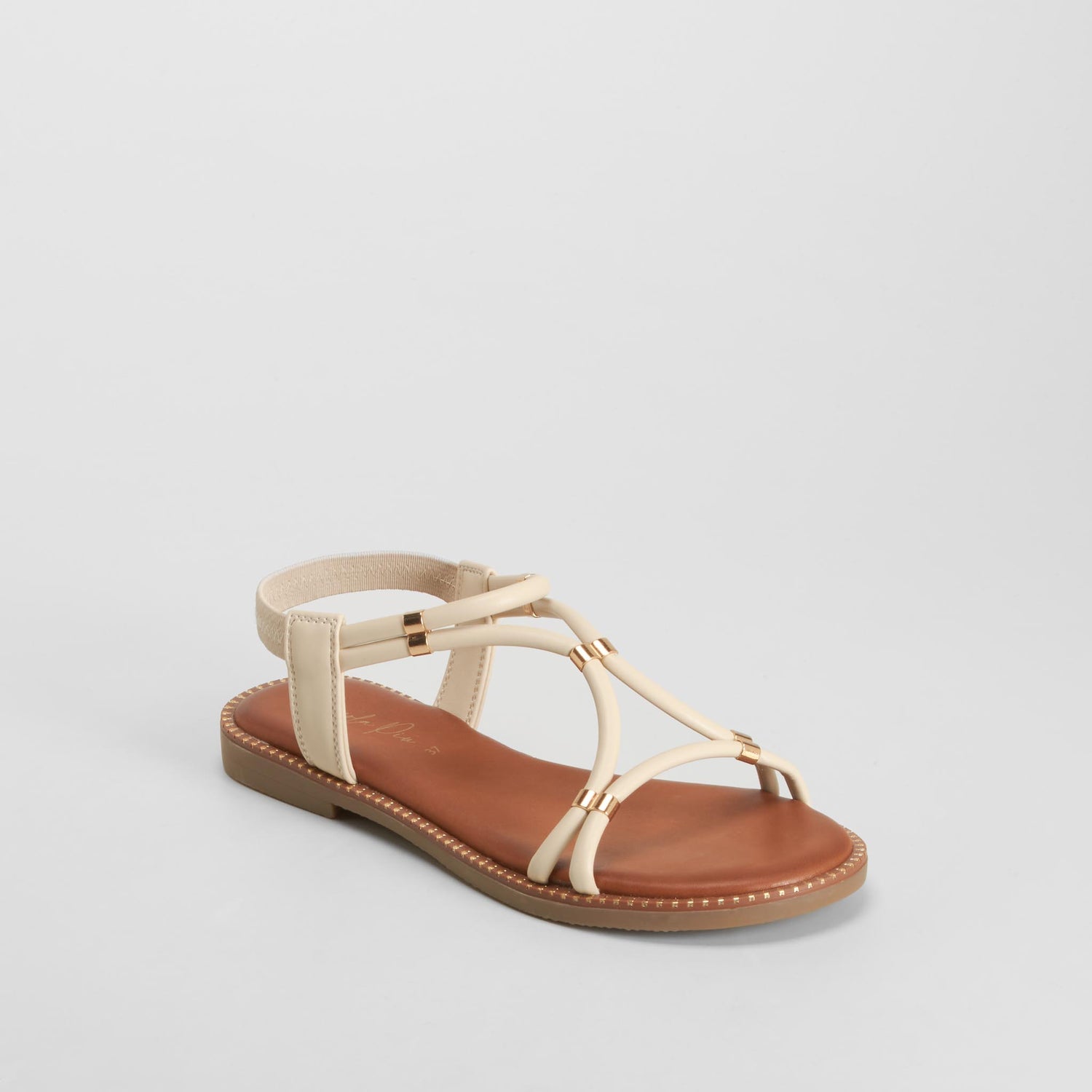 Sandalia plana elásticos beige PICCOLA PIU