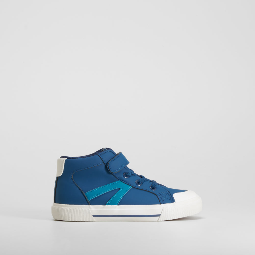 Zapatilla alta velcro y cordones azul SEVEN FIVE