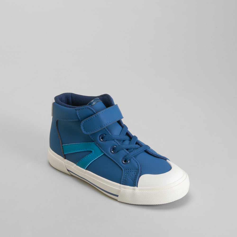 Zapatilla alta velcro y cordones azul SEVEN FIVE