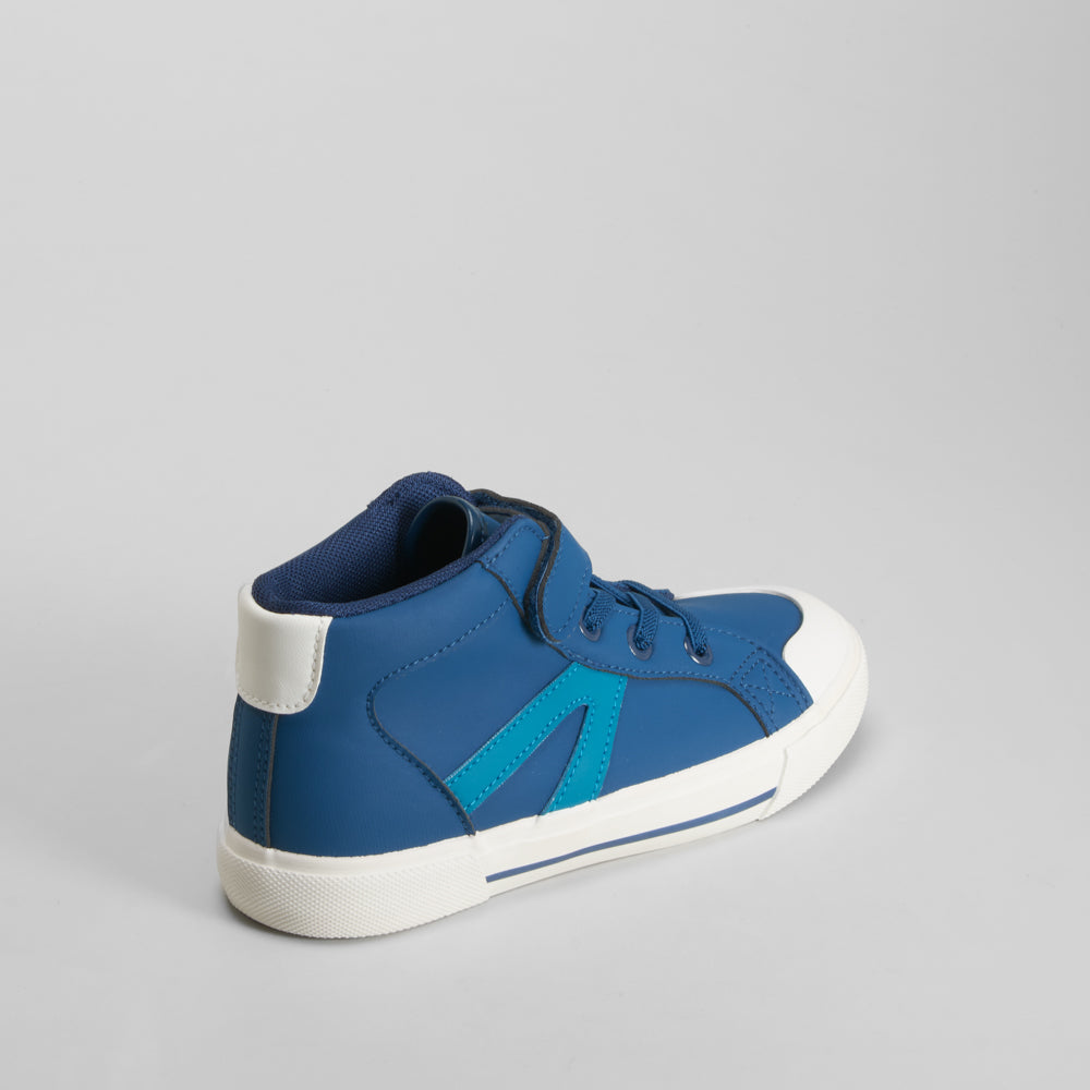 Zapatilla alta velcro y cordones azul SEVEN FIVE