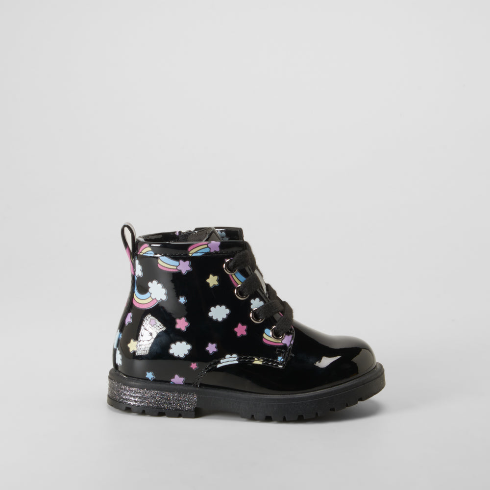 Bota militar charol fantasía bebé negra BACHE