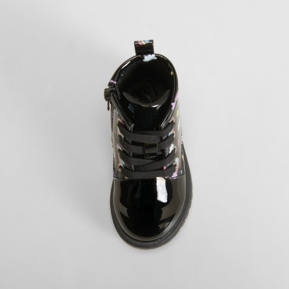 Bota militar charol fantasía bebé negra BACHE