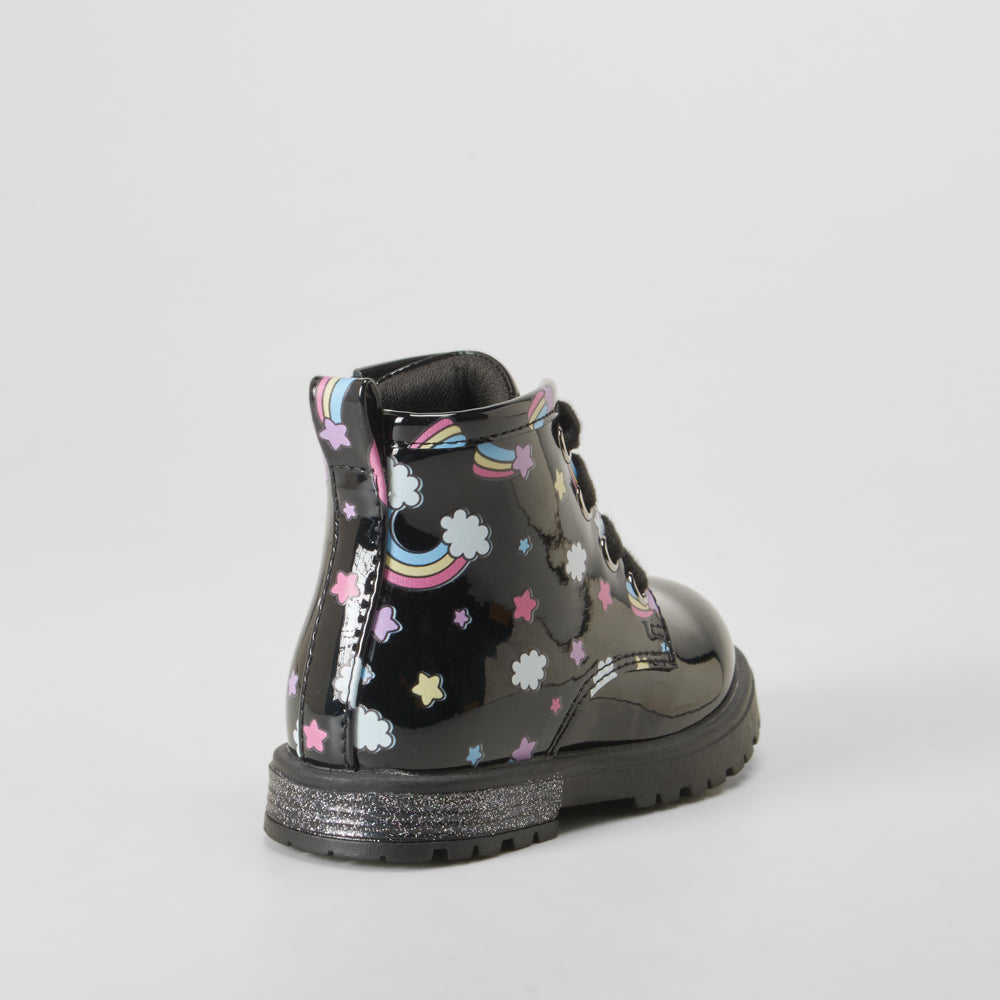 Bota militar charol fantasía bebé negra BACHE