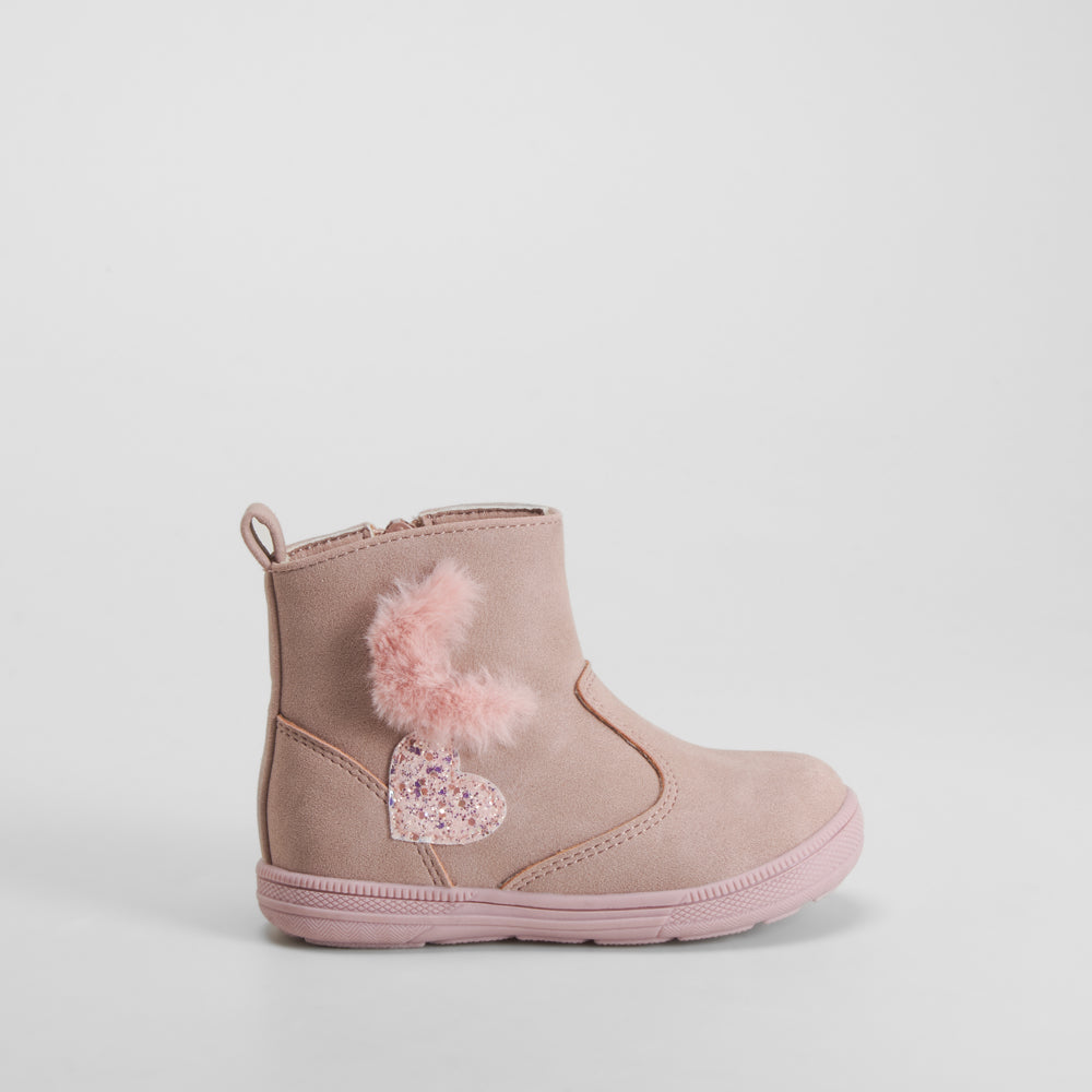 Bota pompon cierre velcro bebé rosa BACHE