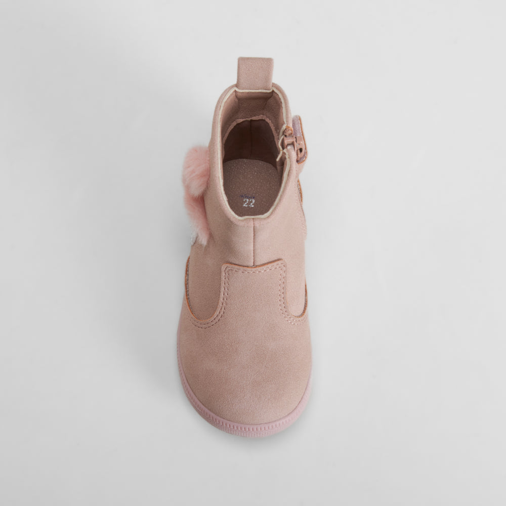 Bota pompon cierre velcro bebé rosa BACHE
