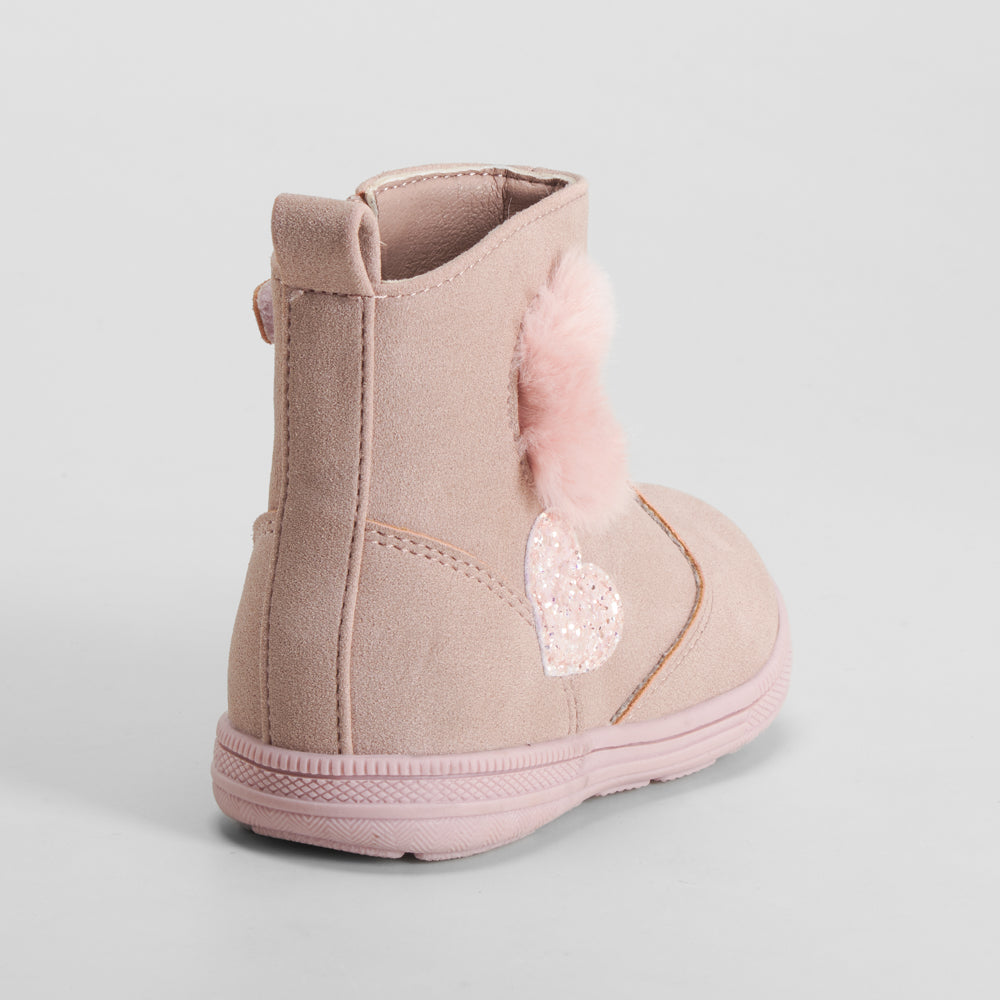 Bota pompon cierre velcro bebé rosa BACHE