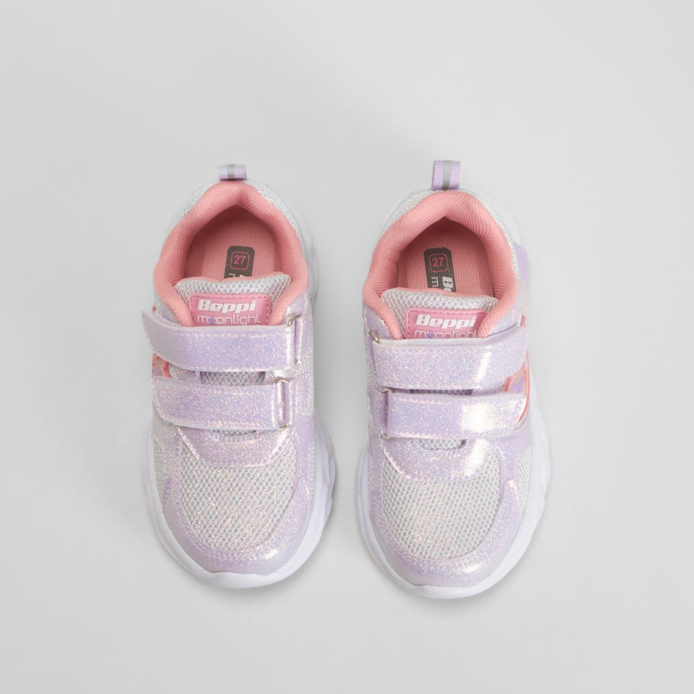 Zapatilla deportiva de luces y brillo morado BEPPI