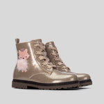 Botín militar pompón glitter nude XTI