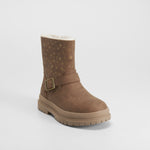 Bota plana con pelo y hebilla beige OH GIRL!