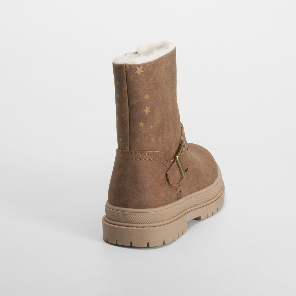Bota plana con pelo y hebilla beige OH GIRL!