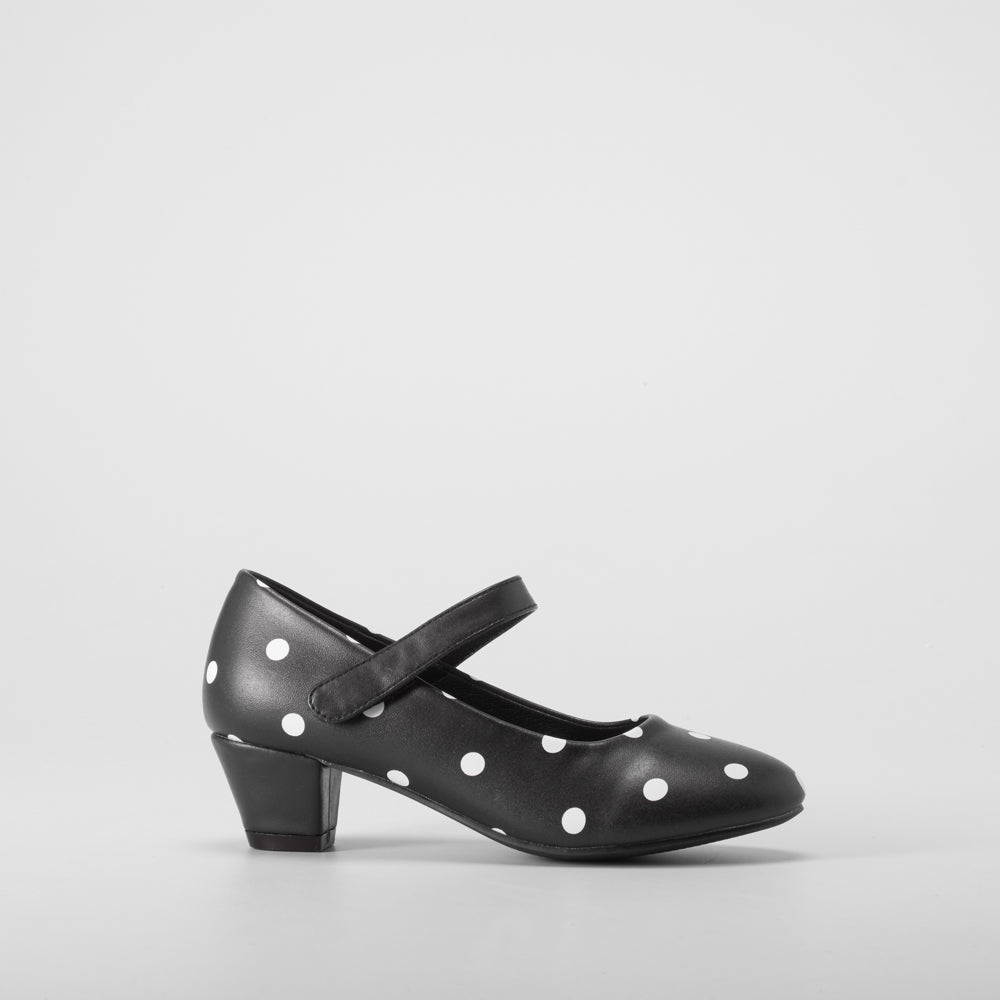 Zapato flamenco lunares tacón bajo negro OH GIRL!