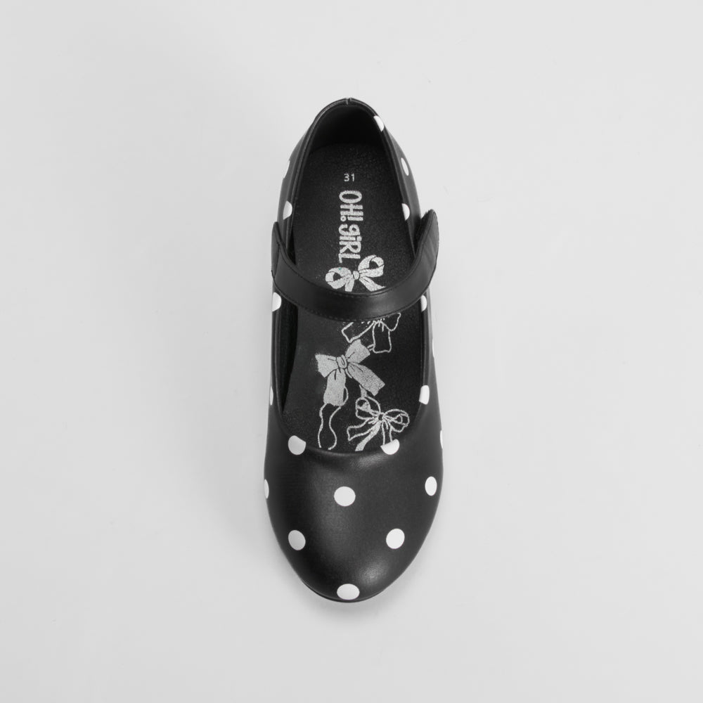 Zapato flamenco lunares tacón bajo negro OH GIRL!
