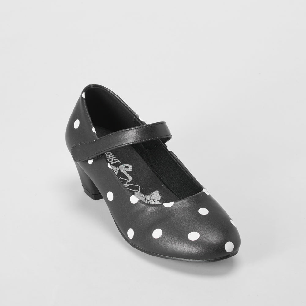 Zapato flamenco lunares tacón bajo negro OH GIRL!