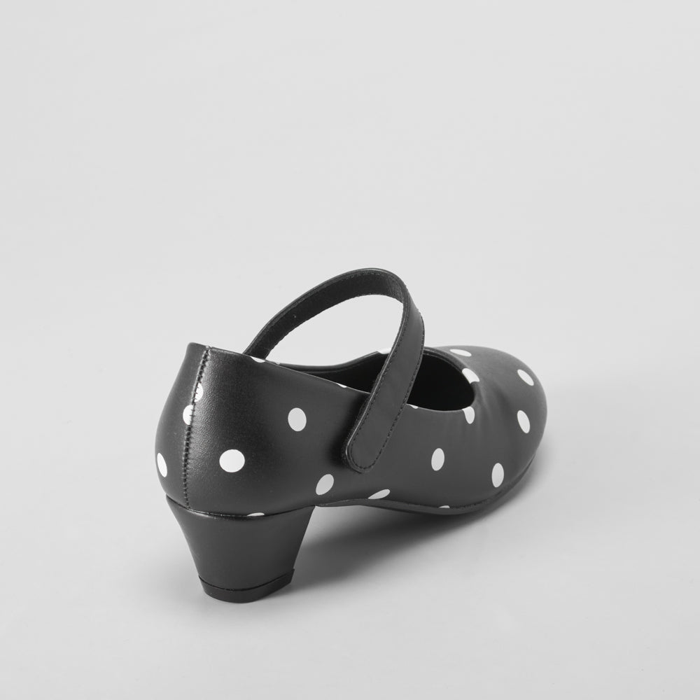 Zapato flamenco lunares tacón bajo negro OH GIRL!