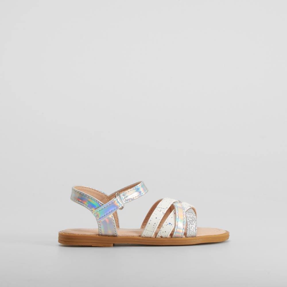 Sandalia multitiras brillantes blanca OH GIRL!