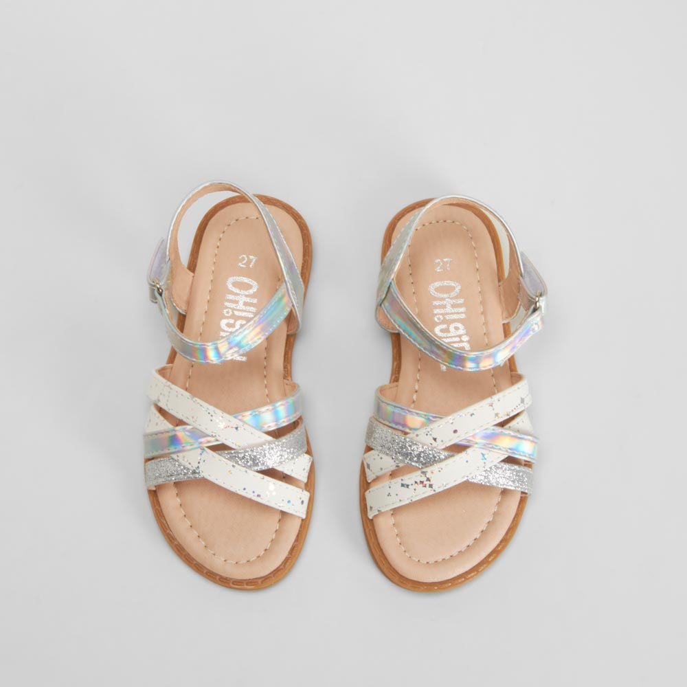 Sandalia multitiras brillantes blanca OH GIRL!