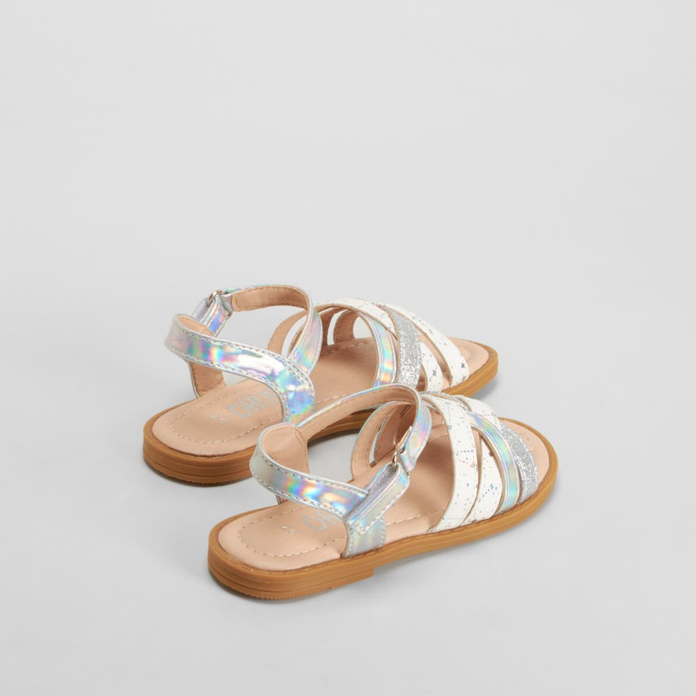 Sandalia multitiras brillantes blanca OH GIRL!