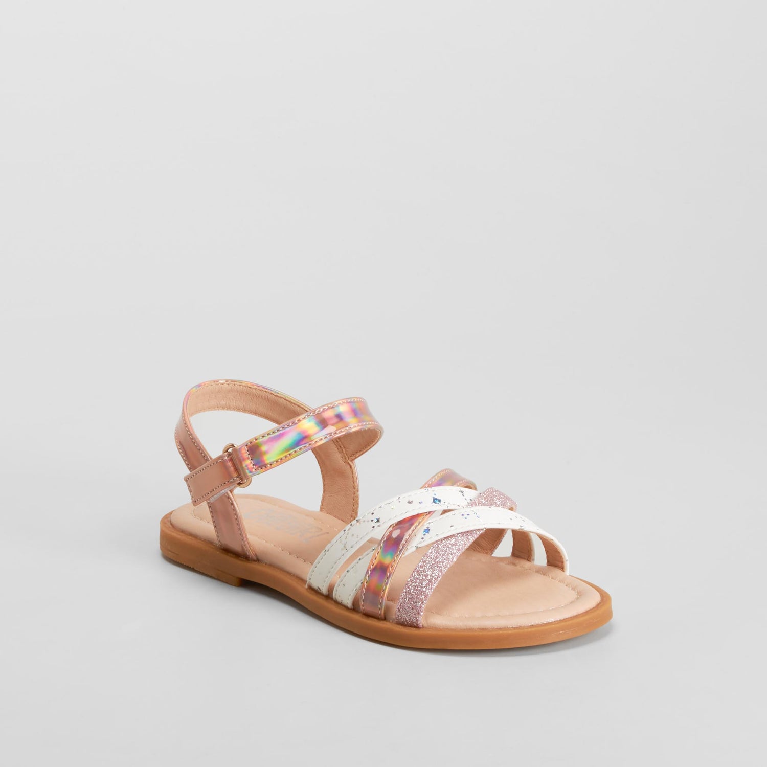 Sandalia multitiras print brillo rosa OH GIRL!