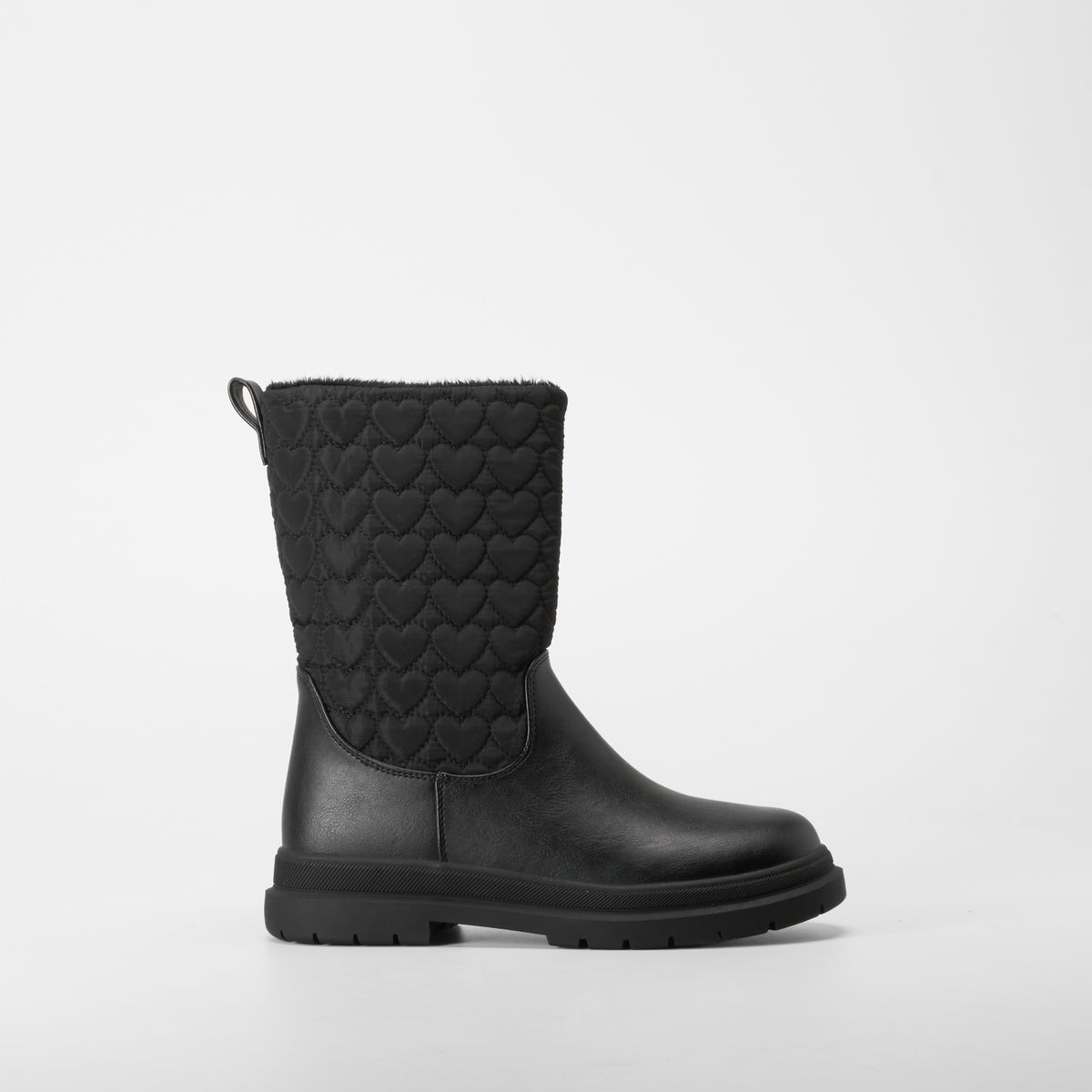 Bota alta acolchada corazones negra OH GIRL!