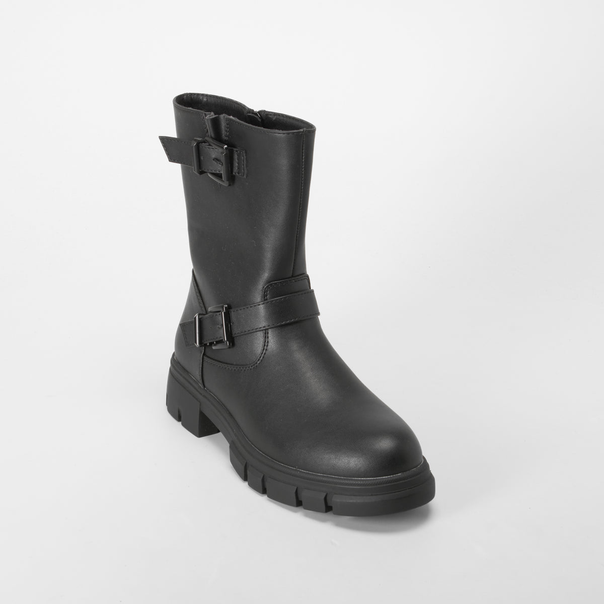 Bota motera media caña hebillas negra OH GIRL!
