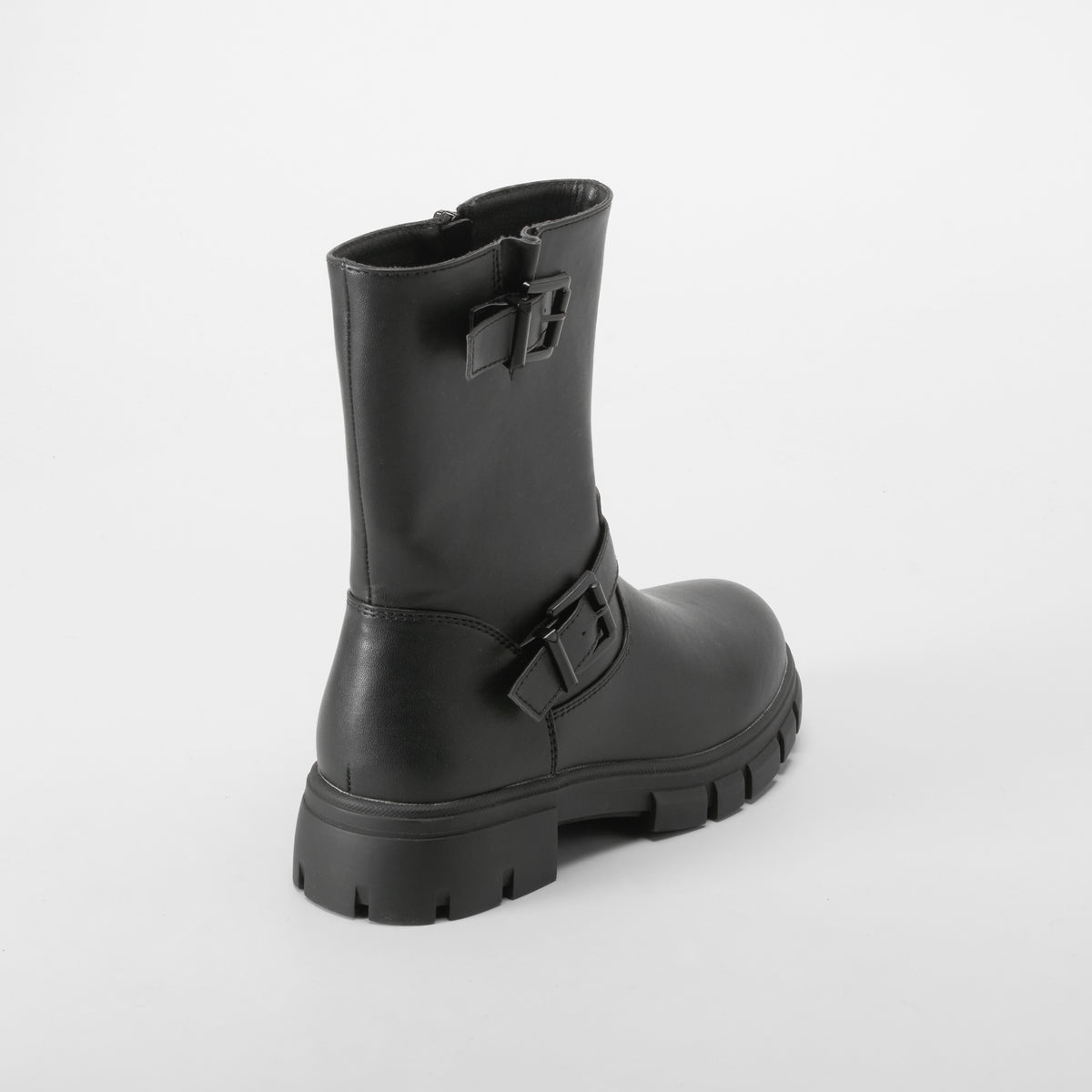 Bota motera media caña hebillas negra OH GIRL!