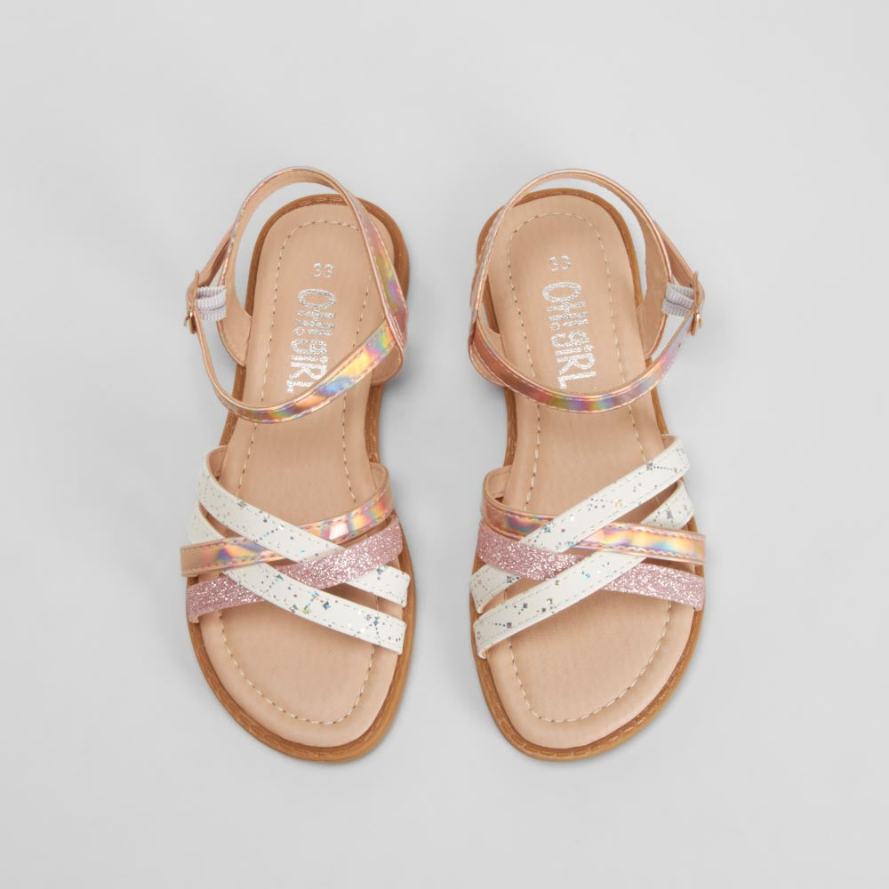 Sandalia multitiras brillantes rosa OH GIRL!