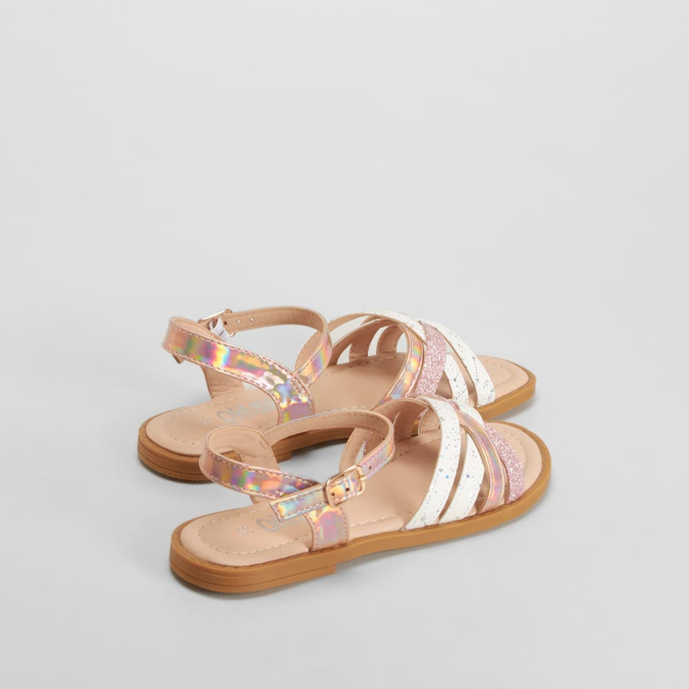 Sandalia multitiras brillantes rosa OH GIRL!
