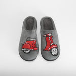 Zapatilla de casa bordado moto gris OLYNE
