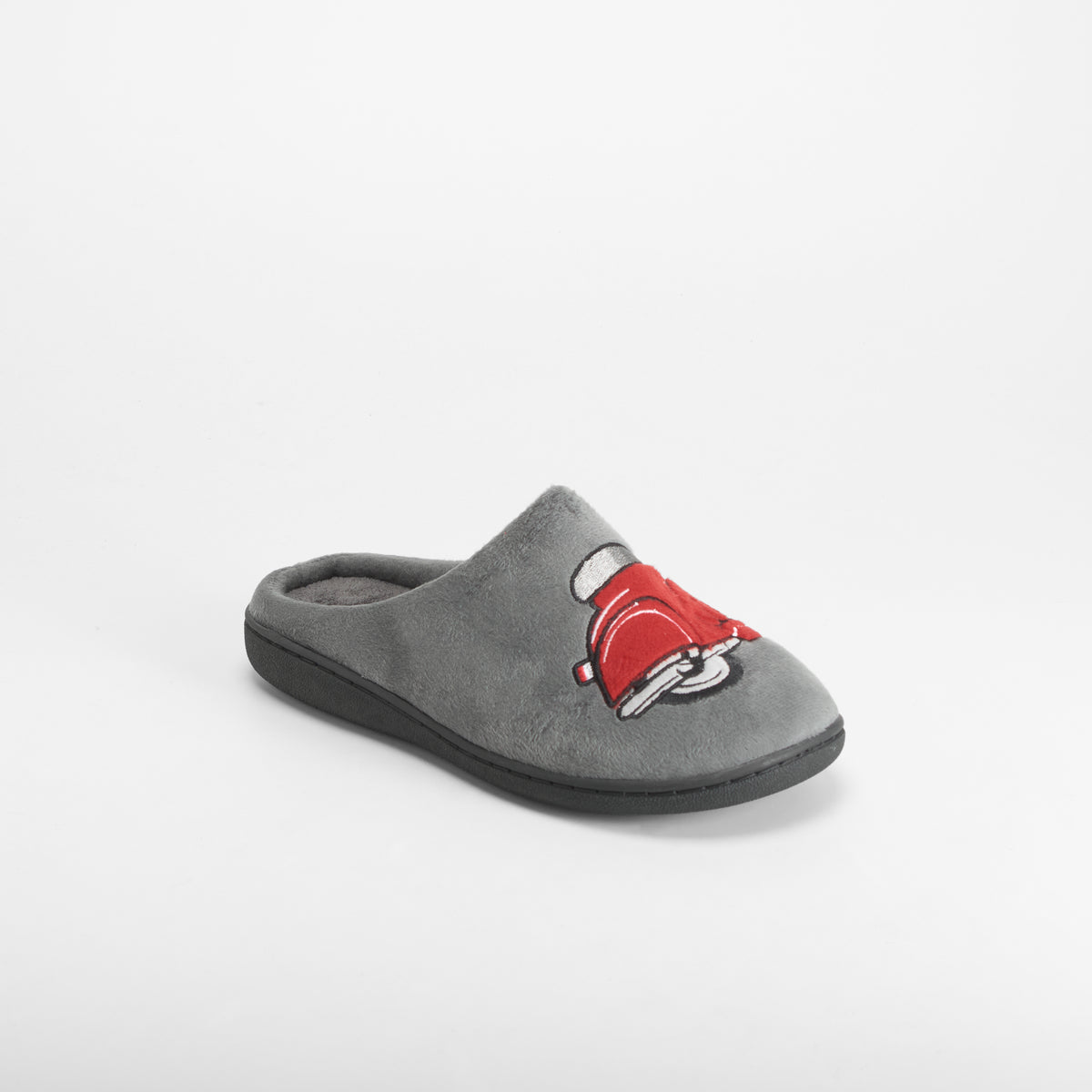 Zapatilla de casa bordado moto gris OLYNE