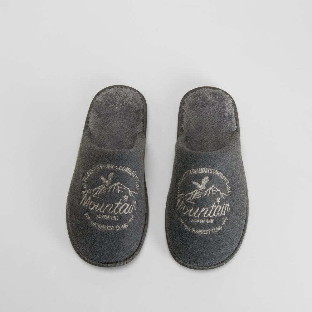Zapatilla de casa bordado gris OLYNE
