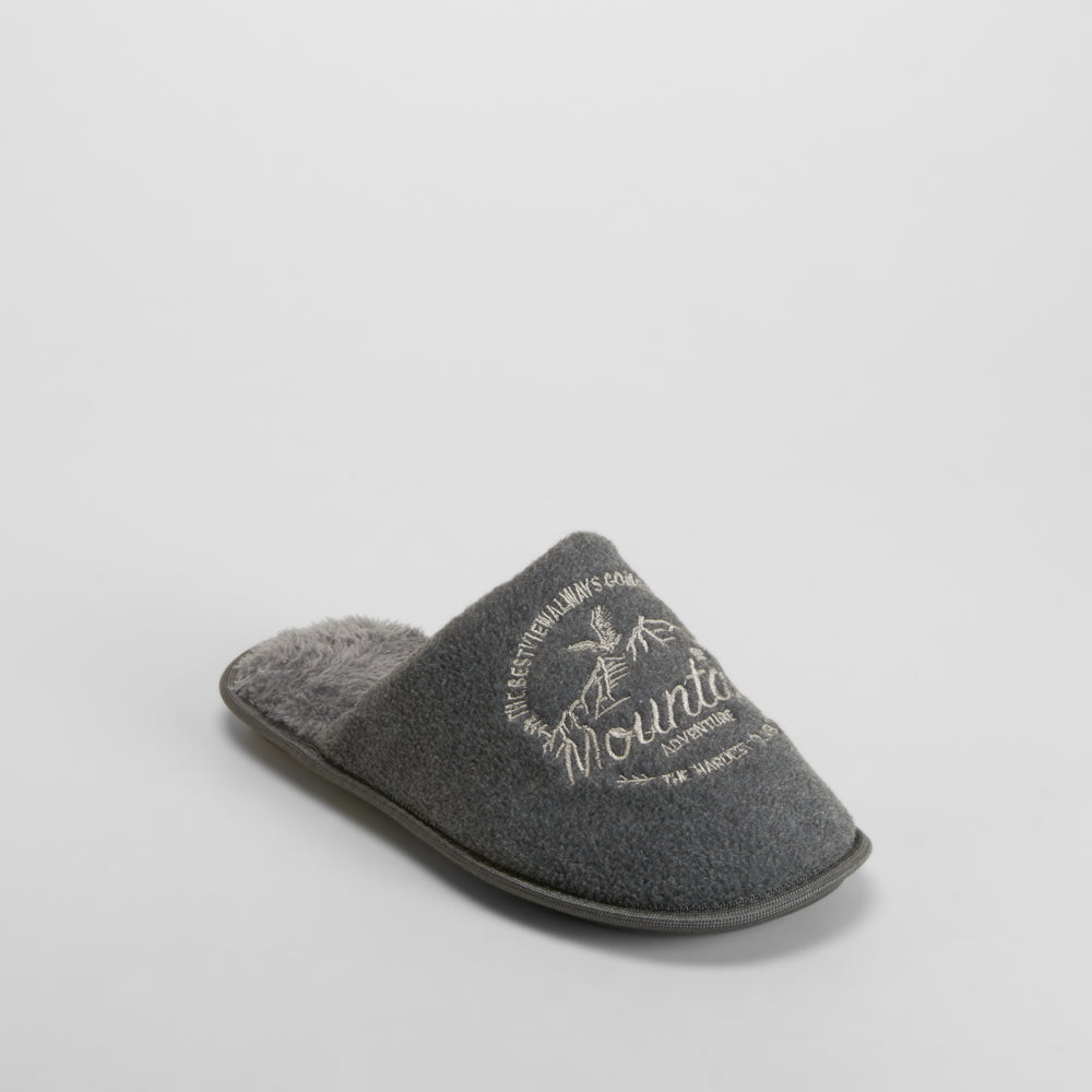 Zapatilla de casa bordado gris OLYNE