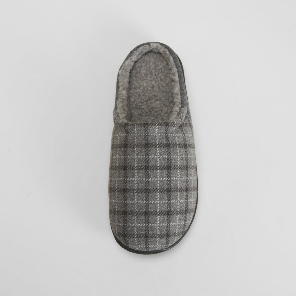 Zapatilla de casa diseño cuadros gris OLYNE