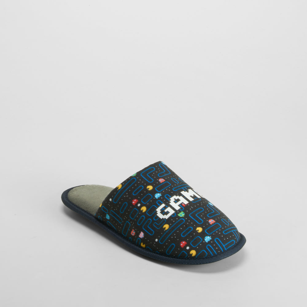 Zapatilla de casa azul estampada game OLYNE