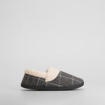 Zapatilla de casa cuadros forro cálido gris OLYNE