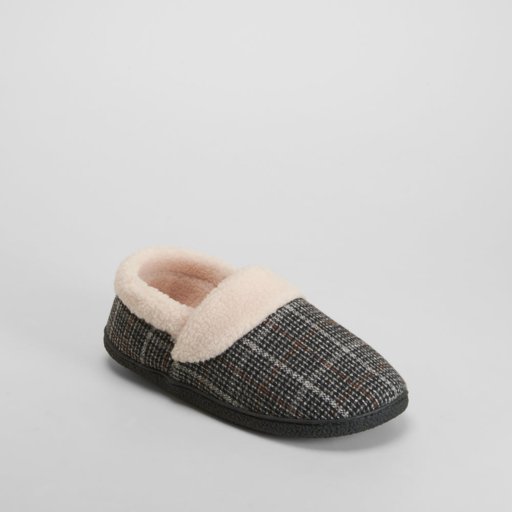 Zapatilla de casa cuadros forro cálido gris OLYNE