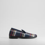 Zapatilla de casa cerrada cuadros azul OLYNE