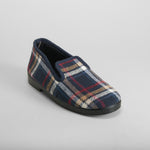 Zapatilla de casa cerrada cuadros azul OLYNE