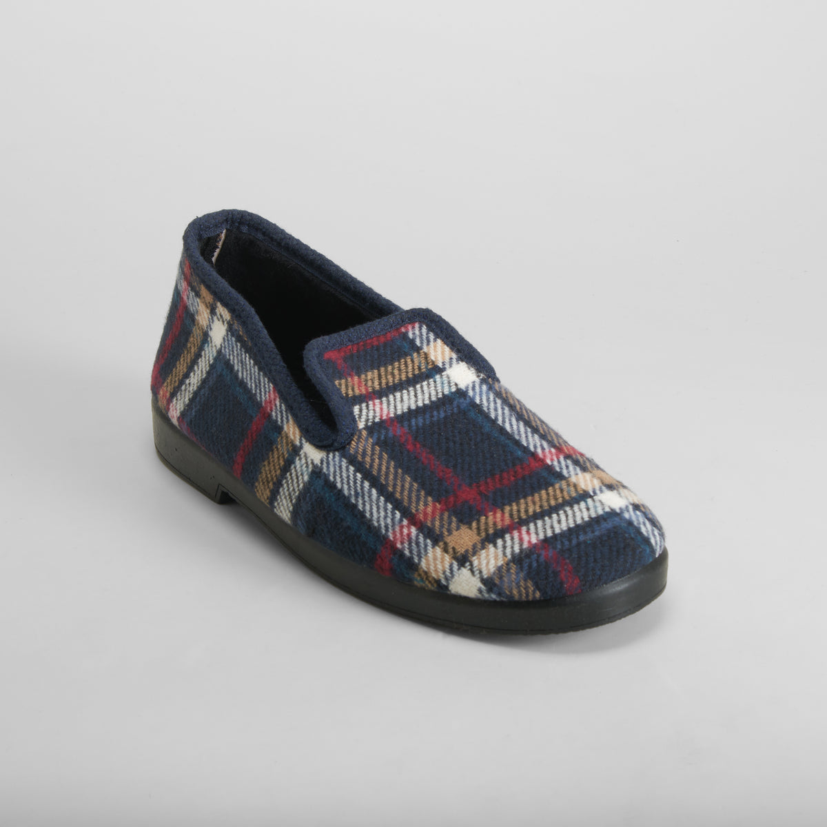 Zapatilla de casa cerrada cuadros azul OLYNE