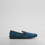 Zapatilla de casa cuadros azul OLYNE