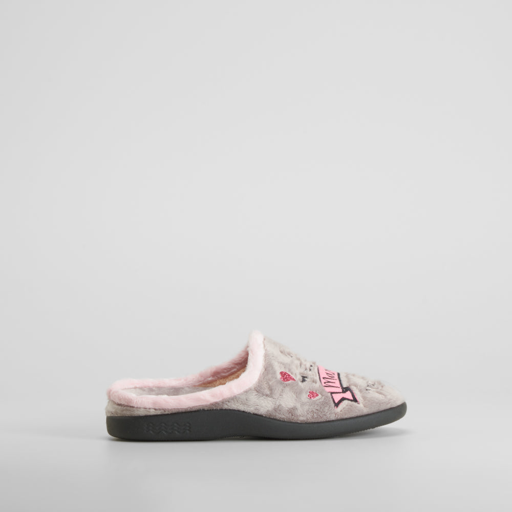 Zapatilla de casa suave dibujo gris COMFEET