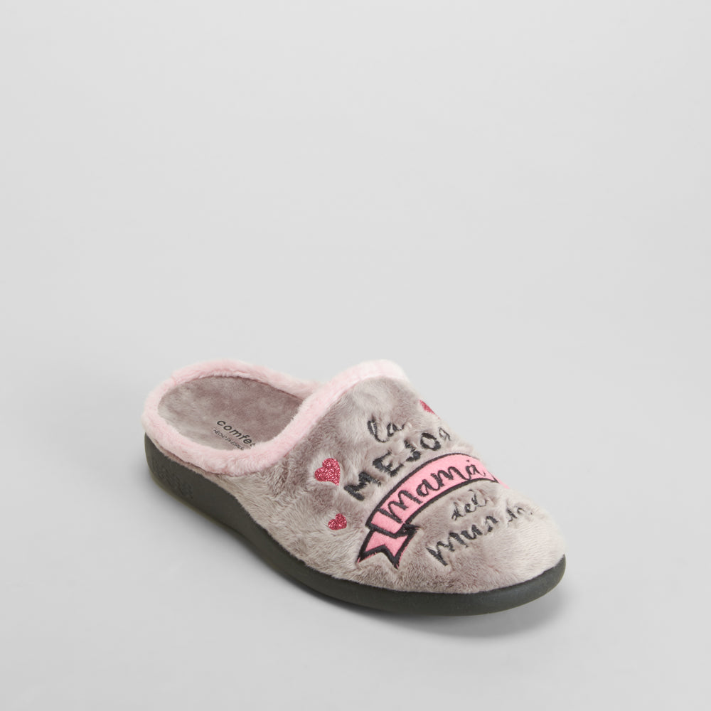 Zapatilla de casa suave dibujo gris COMFEET